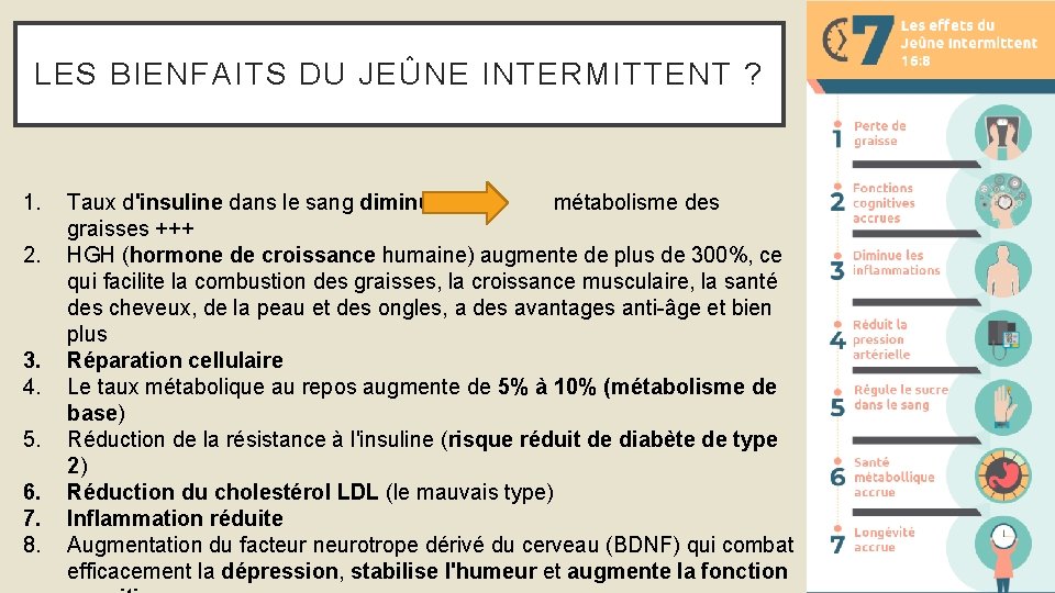 LES BIENFAITS DU JEÛNE INTERMITTENT ? 1. 2. 3. 4. 5. 6. 7. 8.