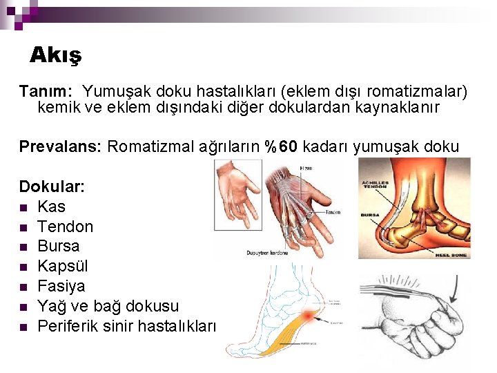 Akış Tanım: Yumuşak doku hastalıkları (eklem dışı romatizmalar) kemik ve eklem dışındaki diğer dokulardan