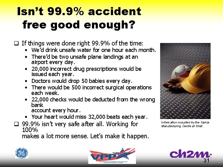 Isn’t 99. 9% accident free good enough? q If things were done right 99.