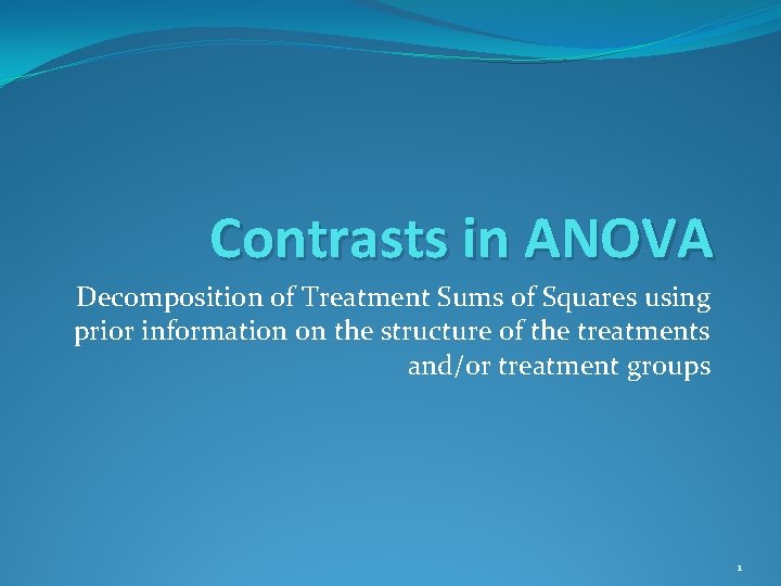 Contrasts in ANOVA Decomposition of Treatment Sums of Squares using prior information on the