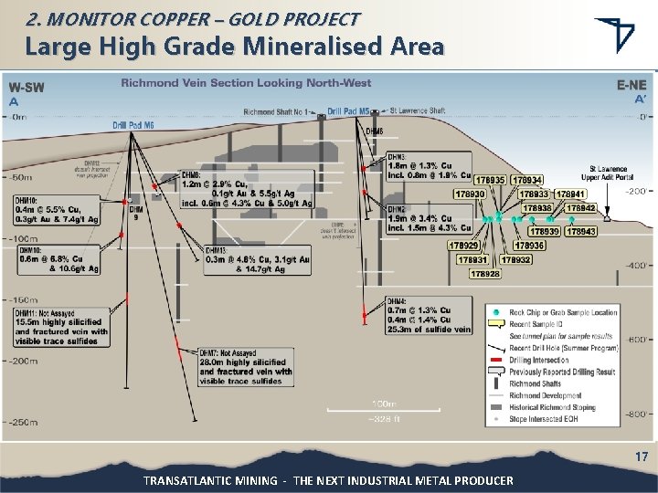 2. MONITOR COPPER – GOLD PROJECT Large High Grade Mineralised Area 17 TRANSATLANTIC MINING