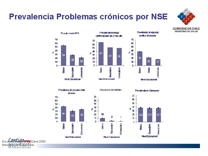 Prevalencia Problemas crónicos por NSE Encuesta Nacional de Salud 2003. Ministerio de Salud Chile