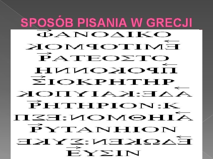 SPOSÓB PISANIA W GRECJI 