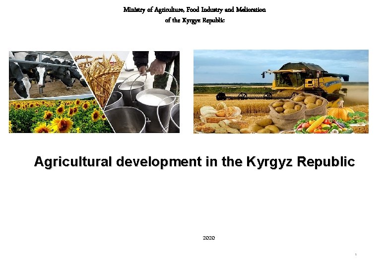 Ministry of Agriculture, Food Industry and Melioration of the Kyrgyz Republic Agricultural development in