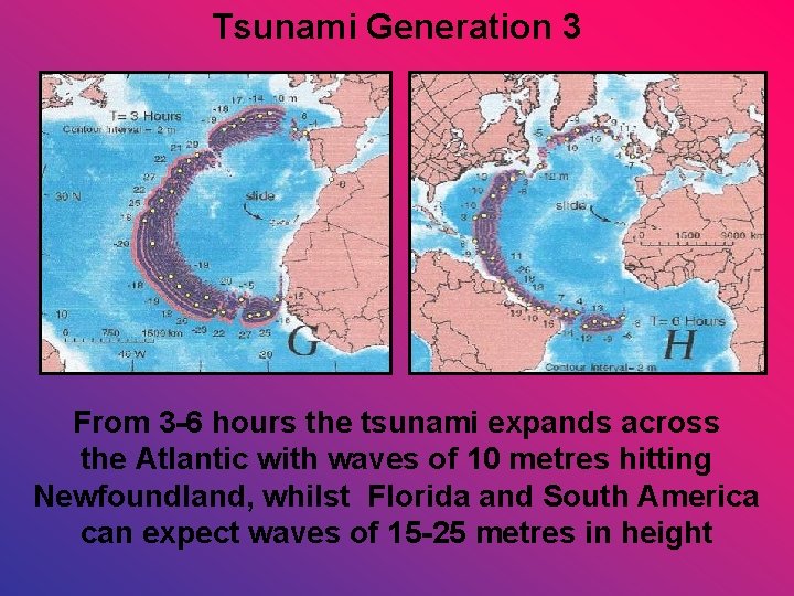 Tsunami Generation 3 From 3 -6 hours the tsunami expands across the Atlantic with