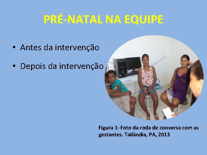 PRÉ-NATAL NA EQUIPE • Antes da intervenção • Depois da intervenção Figura 1 -