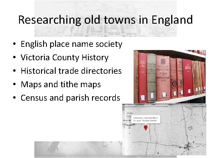 Researching old towns in England • • • English place name society Victoria County