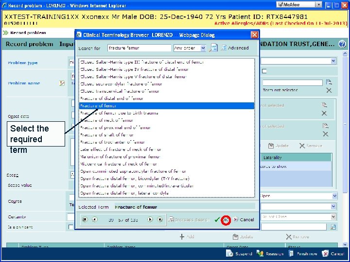 Select the required term 