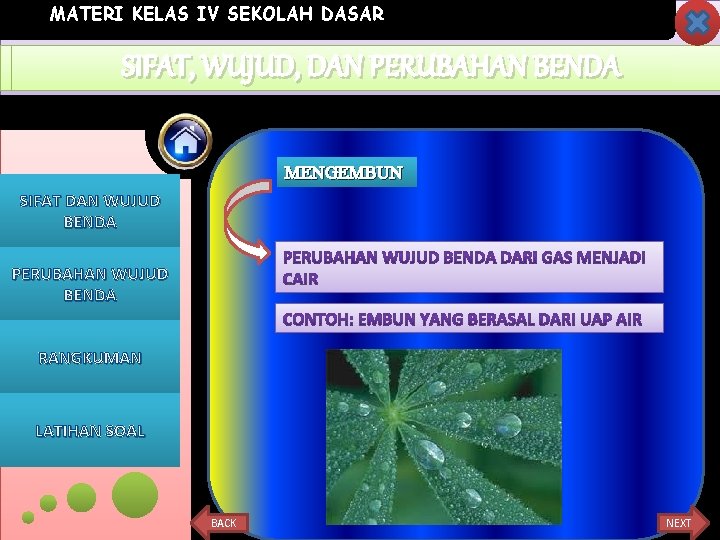 MATERI KELAS IV SEKOLAH DASAR SIFAT, WUJUD, DAN KEGUNAAN PERUBAHANBENDA MENGEMBUN SIFAT DAN WUJUD