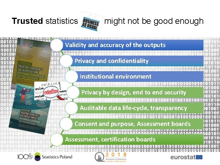 Trusted statistics might not be good enough Validity and accuracy of the outputs Privacy