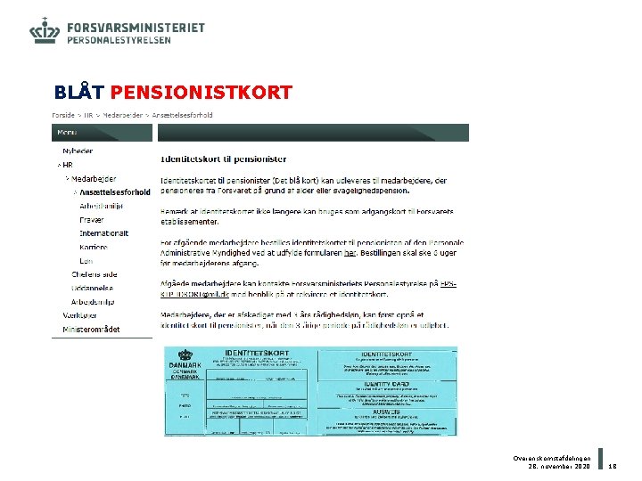 BLÅT PENSIONISTKORT Overenskomstafdelingen 28. november 2020 18 