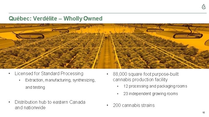 Québec: Verdélite – Wholly Owned • Licensed for Standard Processing • • Extraction, manufacturing,