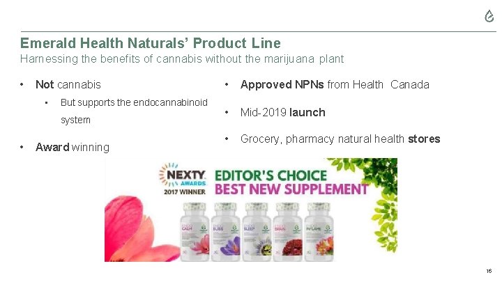 Emerald Health Naturals’ Product Line Harnessing the benefits of cannabis without the marijuana plant