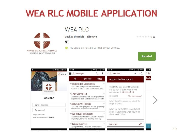 WEA RLC MOBILE APPLICATION 29 