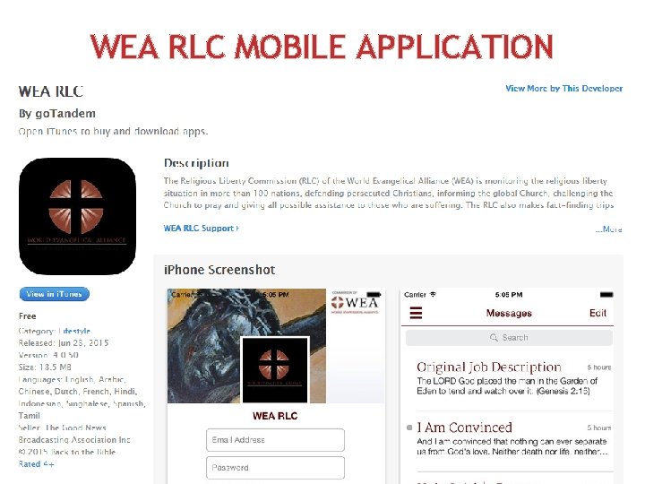 WEA RLC MOBILE APPLICATION 30 