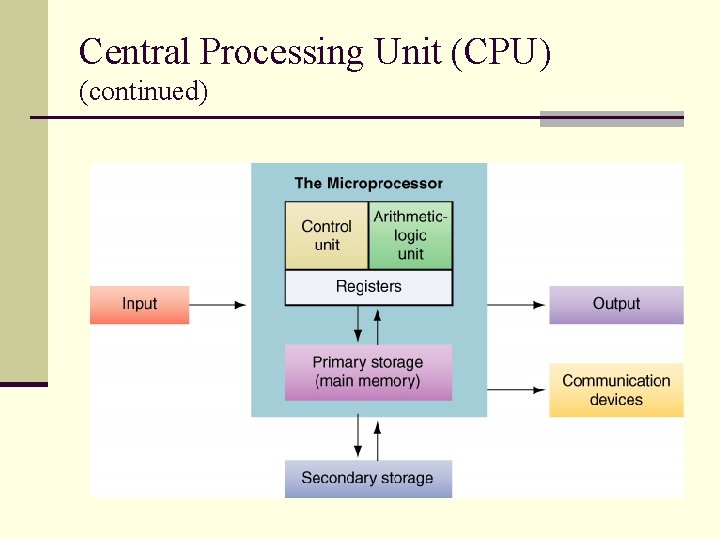 Central Processing Unit (CPU) (continued) 