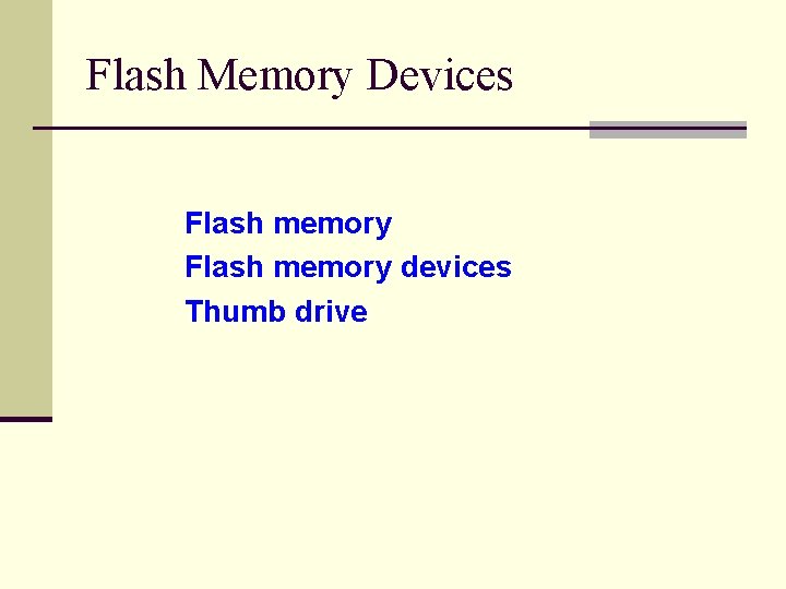 Flash Memory Devices Flash memory devices Thumb drive 