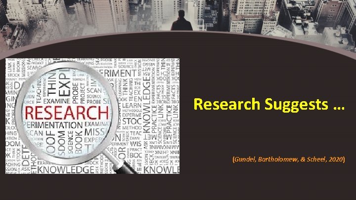 Research Suggests … (Gundel, Bartholomew, & Scheel, 2020) 
