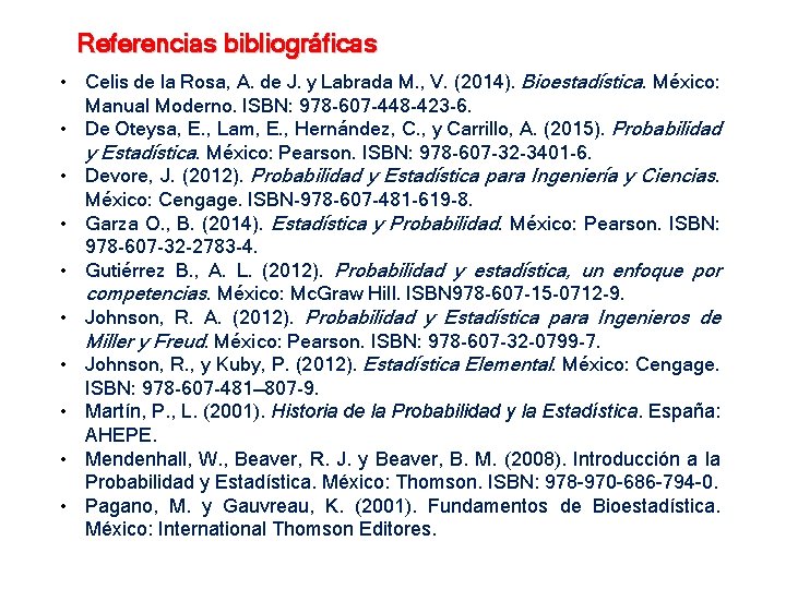 Referencias bibliográficas • Celis de la Rosa, A. de J. y Labrada M. , Referencias bibliográficas • Celis de la Rosa, A. de J. y Labrada M. ,