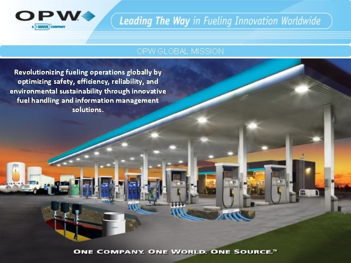 OPW GLOBAL MISSION Revolutionizing fueling operations globally by optimizing safety, efficiency, reliability, and environmental