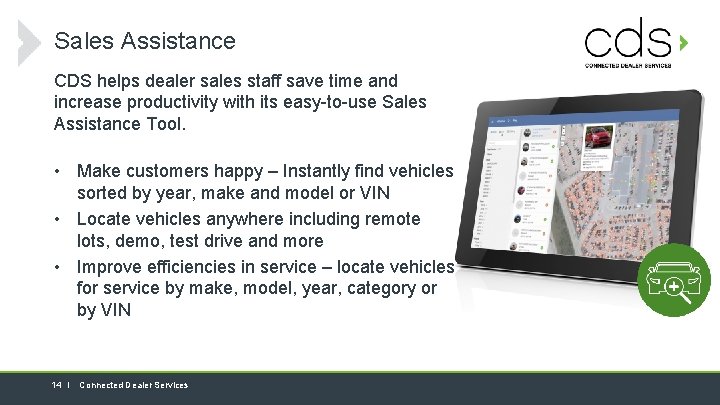 Sales Assistance CDS helps dealer sales staff save time and increase productivity with its