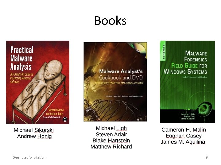Books See notes for citation 9 Books See notes for citation 9