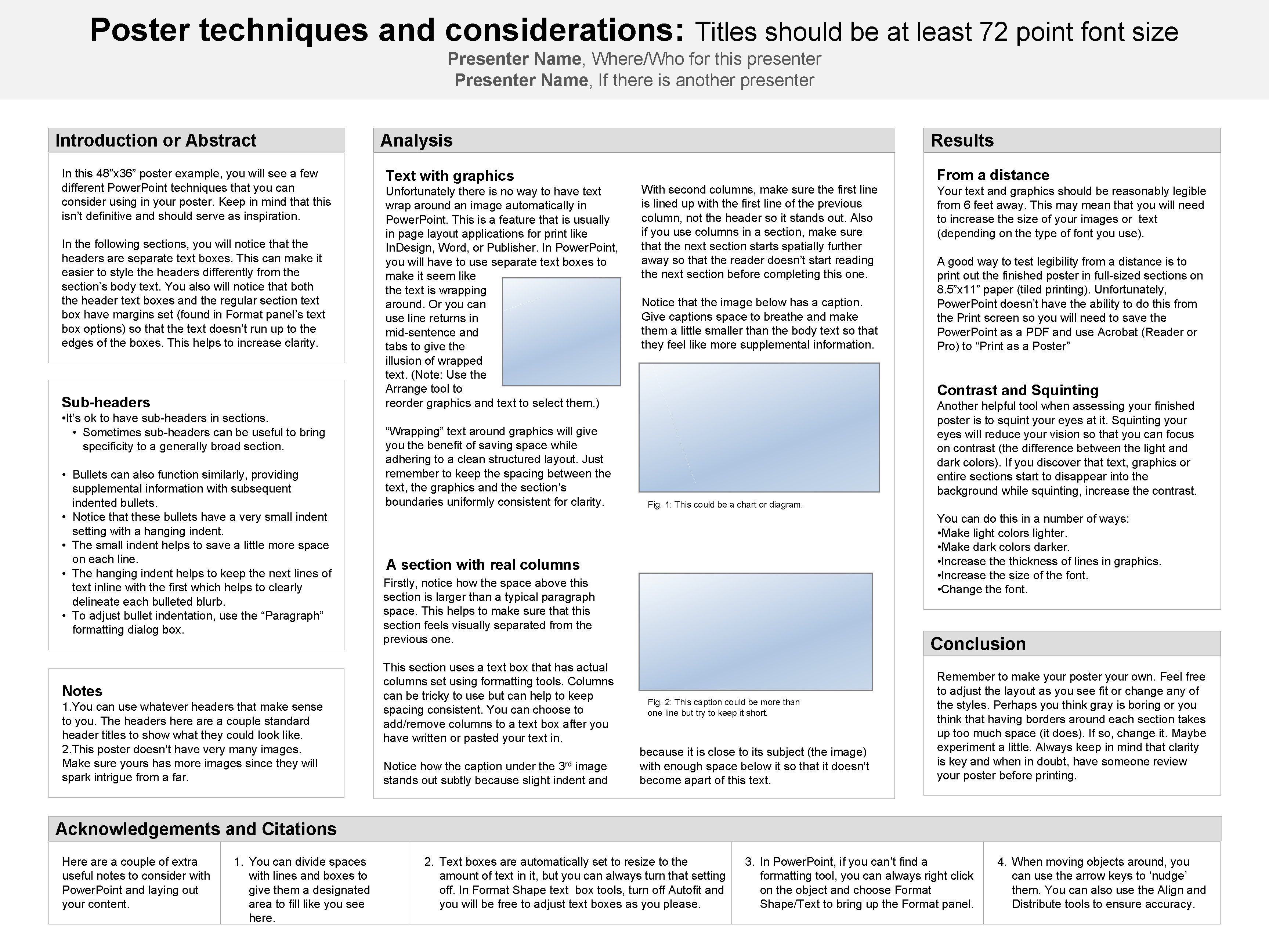 Poster techniques and considerations Titles should be at
