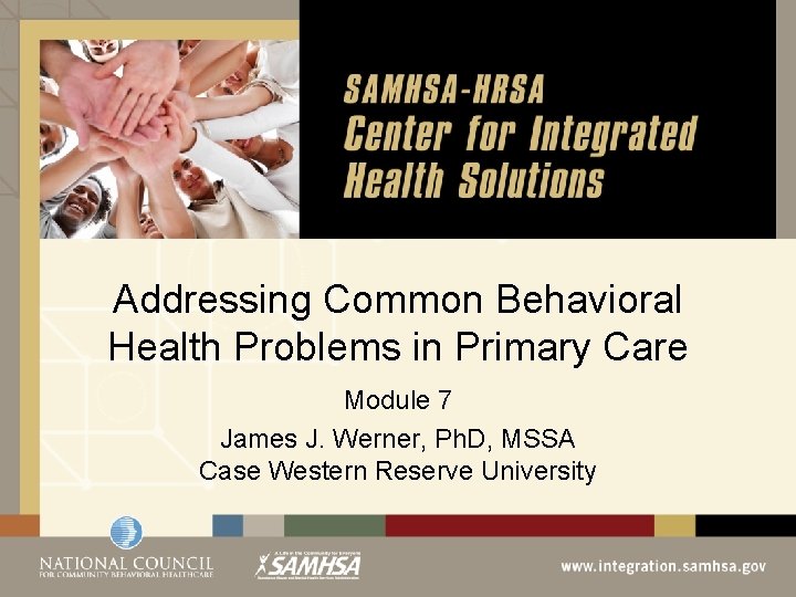 Addressing Common Behavioral Health Problems in Primary Care Module 7 James J. Werner, Ph.