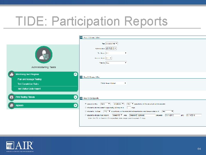 TIDE: Participation Reports 64 