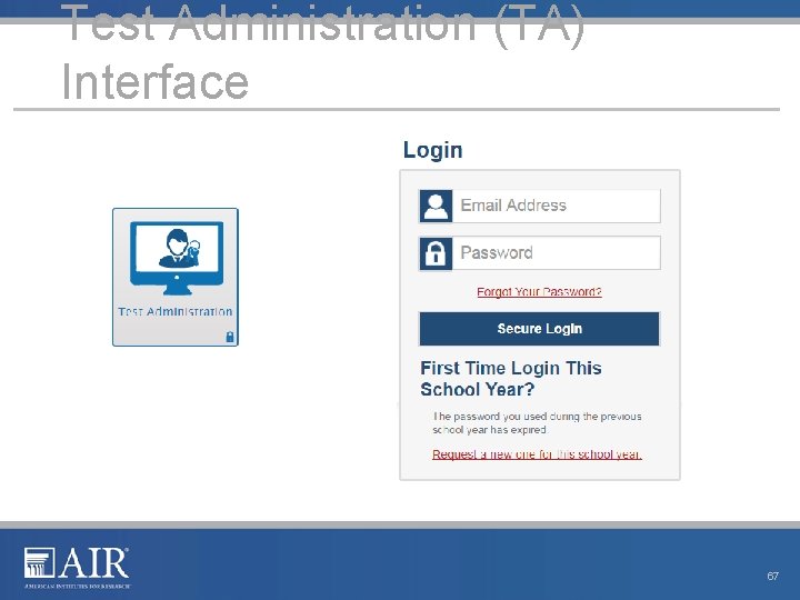 Test Administration (TA) Interface 67 