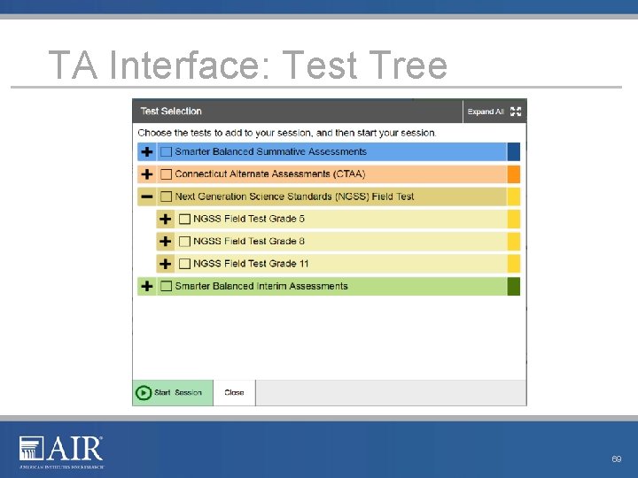 TA Interface: Test Tree 69 