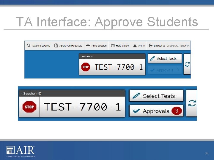 TA Interface: Approve Students 71 