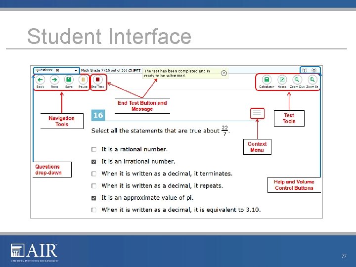 Student Interface 77 