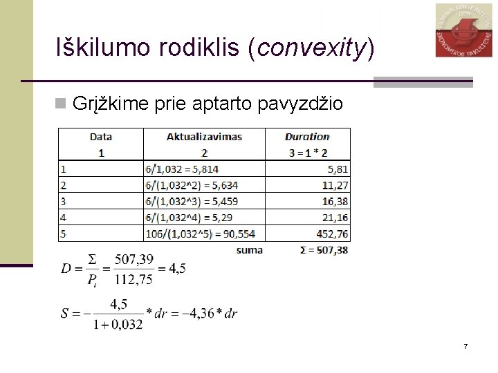 Iškilumo rodiklis (convexity) n Grįžkime prie aptarto pavyzdžio 7 
