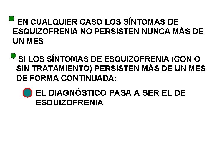 EN CUALQUIER CASO LOS SÍNTOMAS DE ESQUIZOFRENIA NO PERSISTEN NUNCA MÁS DE UN MES