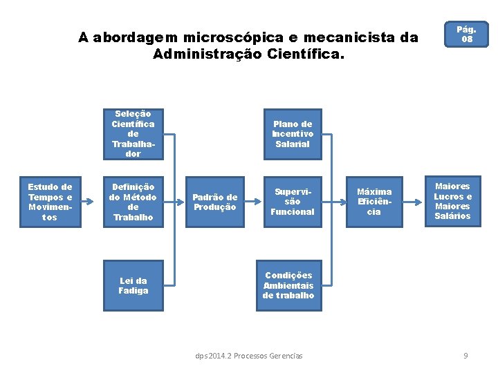 A abordagem microscópica e mecanicista da Administração Científica. Estudo de Tempos e Movimentos Seleção