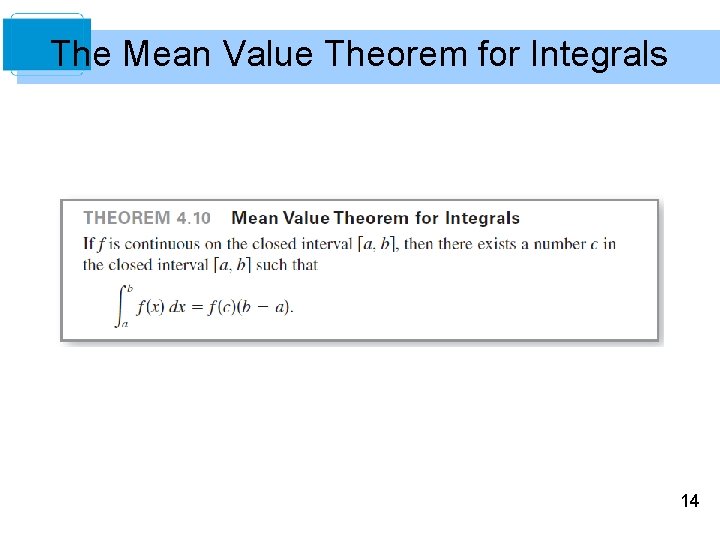 The Mean Value Theorem for Integrals 14 