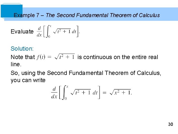 Example 7 – The Second Fundamental Theorem of Calculus Evaluate Solution: Note that is