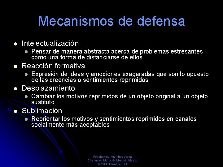 Mecanismos de defensa Intelectualización Reacción formativa Expresión de ideas y emociones exageradas que son Mecanismos de defensa Intelectualización Reacción formativa Expresión de ideas y emociones exageradas que son