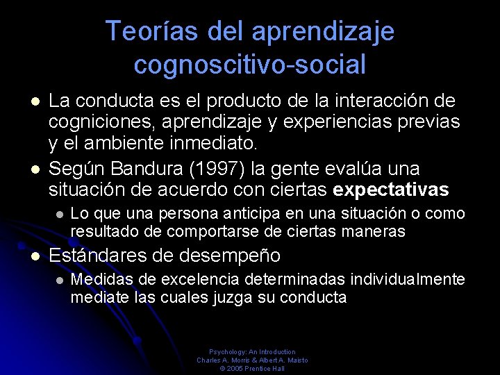 Teorías del aprendizaje cognoscitivo-social La conducta es el producto de la interacción de cogniciones, Teorías del aprendizaje cognoscitivo-social La conducta es el producto de la interacción de cogniciones,