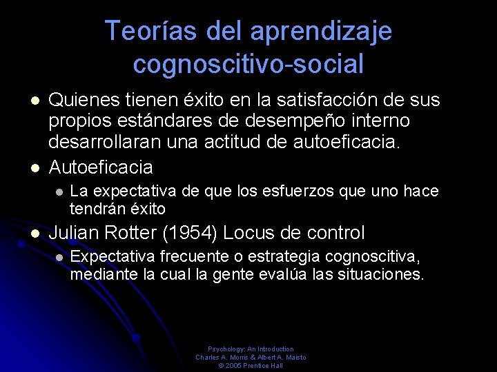 Teorías del aprendizaje cognoscitivo-social Quienes tienen éxito en la satisfacción de sus propios estándares Teorías del aprendizaje cognoscitivo-social Quienes tienen éxito en la satisfacción de sus propios estándares