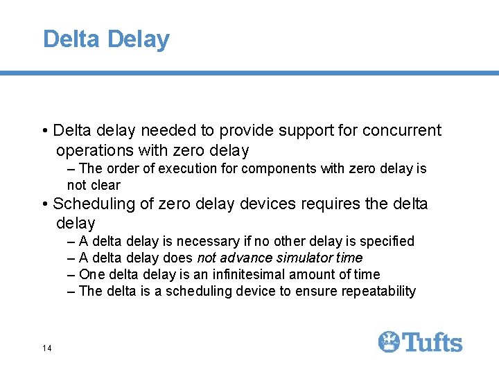 Delta Delay • Delta delay needed to provide support for concurrent operations with zero Delta Delay • Delta delay needed to provide support for concurrent operations with zero