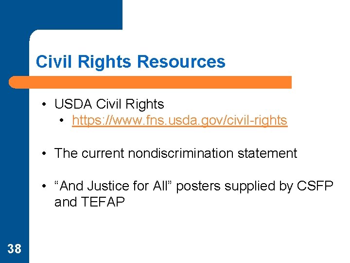 Civil Rights Resources • USDA Civil Rights • https: //www. fns. usda. gov/civil-rights •