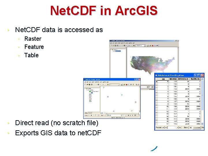 Net. CDF in Arc. GIS • Net. CDF data is accessed as Raster •