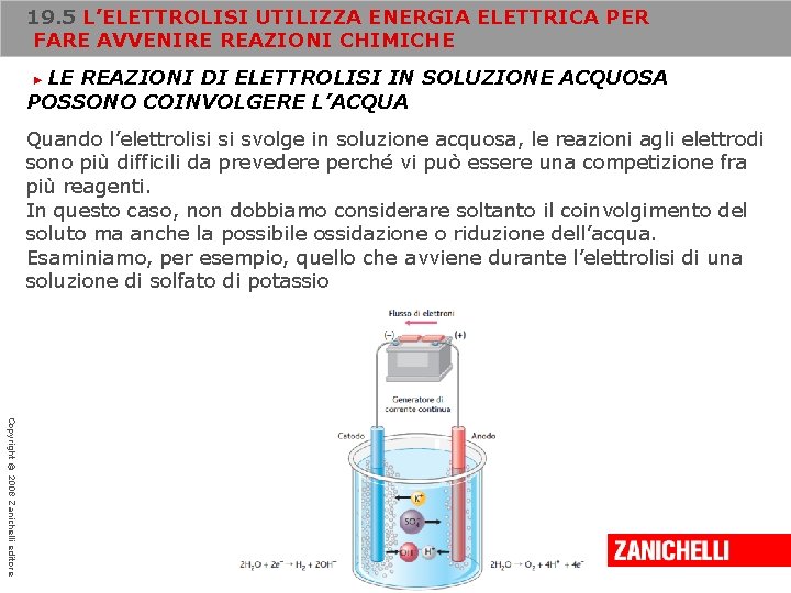 19. 5 L’ELETTROLISI UTILIZZA ENERGIA ELETTRICA PER FARE AVVENIRE REAZIONI CHIMICHE LE REAZIONI DI