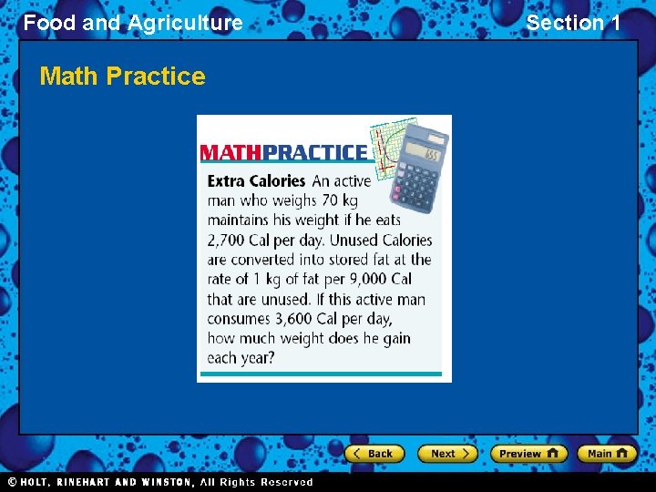 Food and Agriculture Math Practice Section 1 