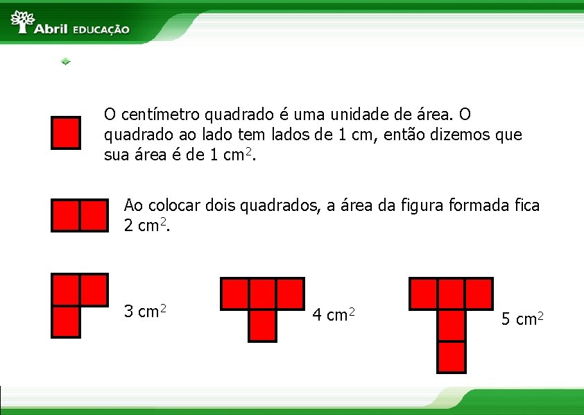 O centímetro quadrado é uma unidade de área. O quadrado ao lado tem lados