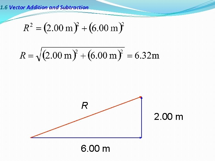 1. 6 Vector Addition and Subtraction R 2. 00 m 6. 00 m 