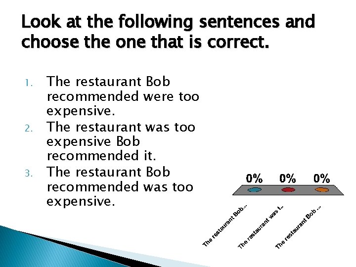 Look at the following sentences and choose the one that is correct. 1. 2.