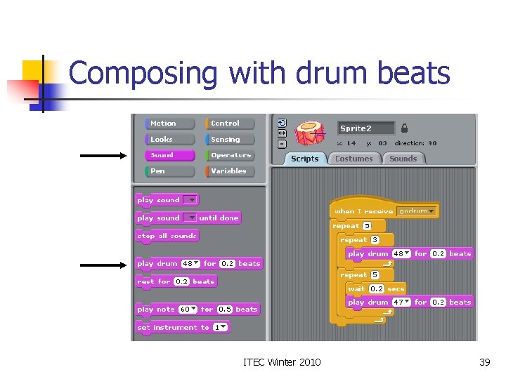 Composing with drum beats ITEC Winter 2010 39 